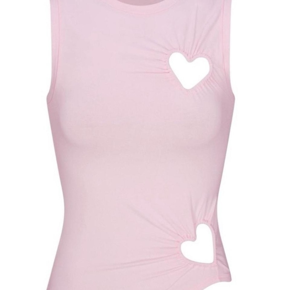 SKIMS- Pink Heart Cutout Sleeveless Tank - Picture 2 of 4